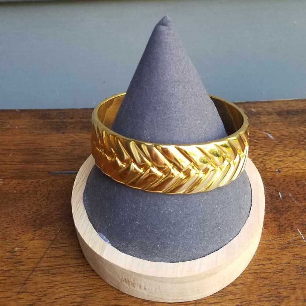 J Crew Chevron Gold over Brass Plated Wide Bangle